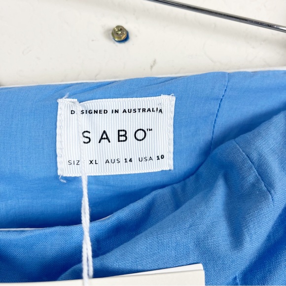 Sabo Skirt Tia Off-Shoulder Bell-Sleeve Blue Dress Size 10 - Picture 9 of 9